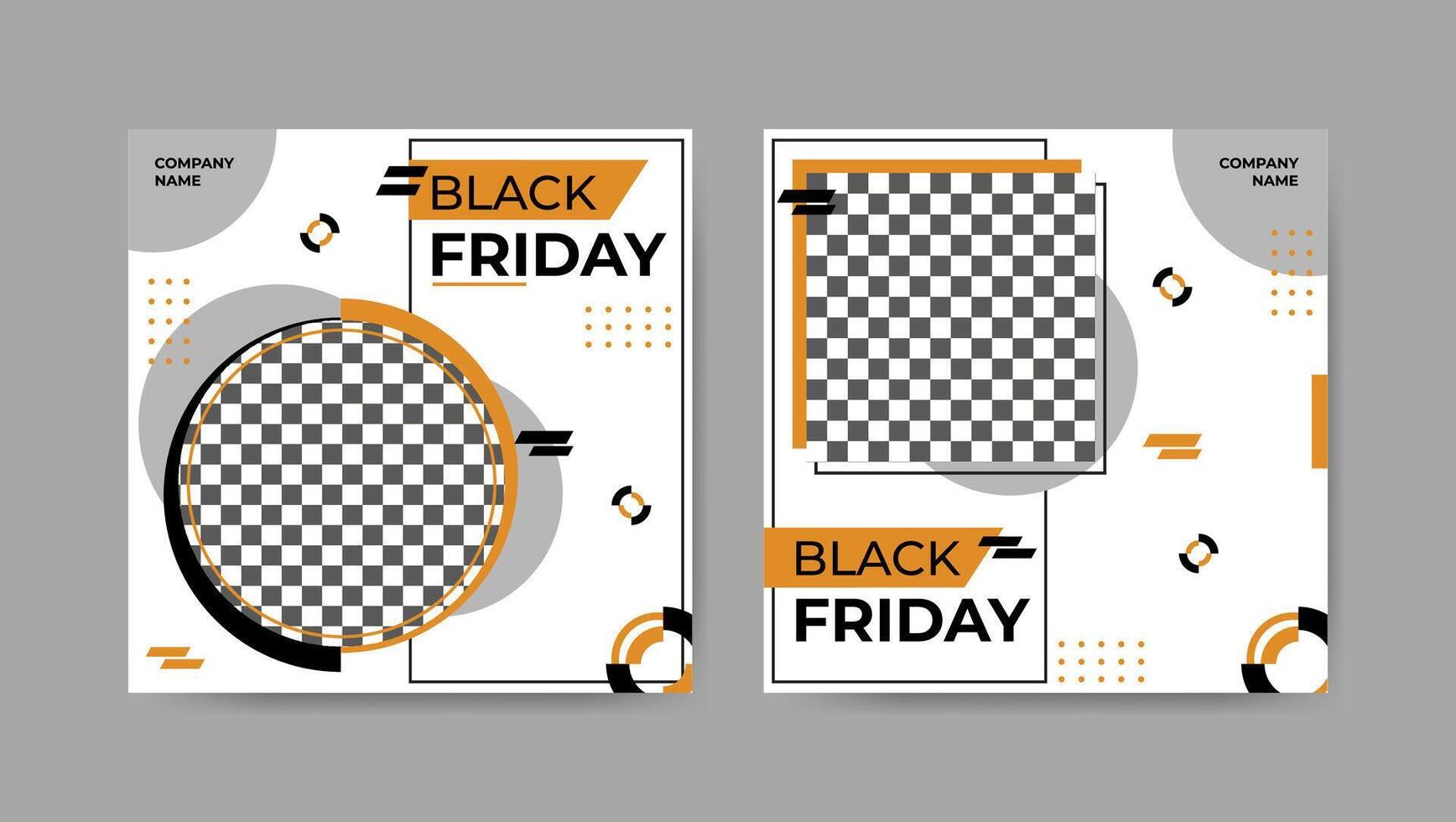 Collection of trendy black friday social media post templates. Square banner design background. vector