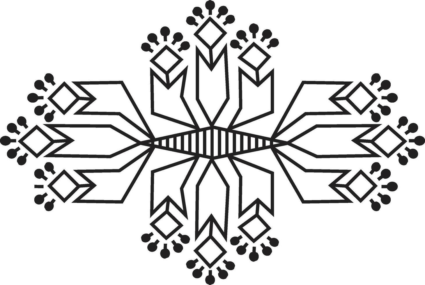 a black and white drawing of a snowflake vector