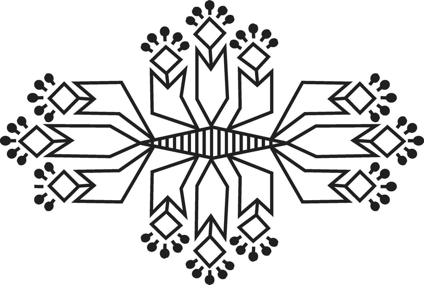 a black and white drawing of a snowflake vector