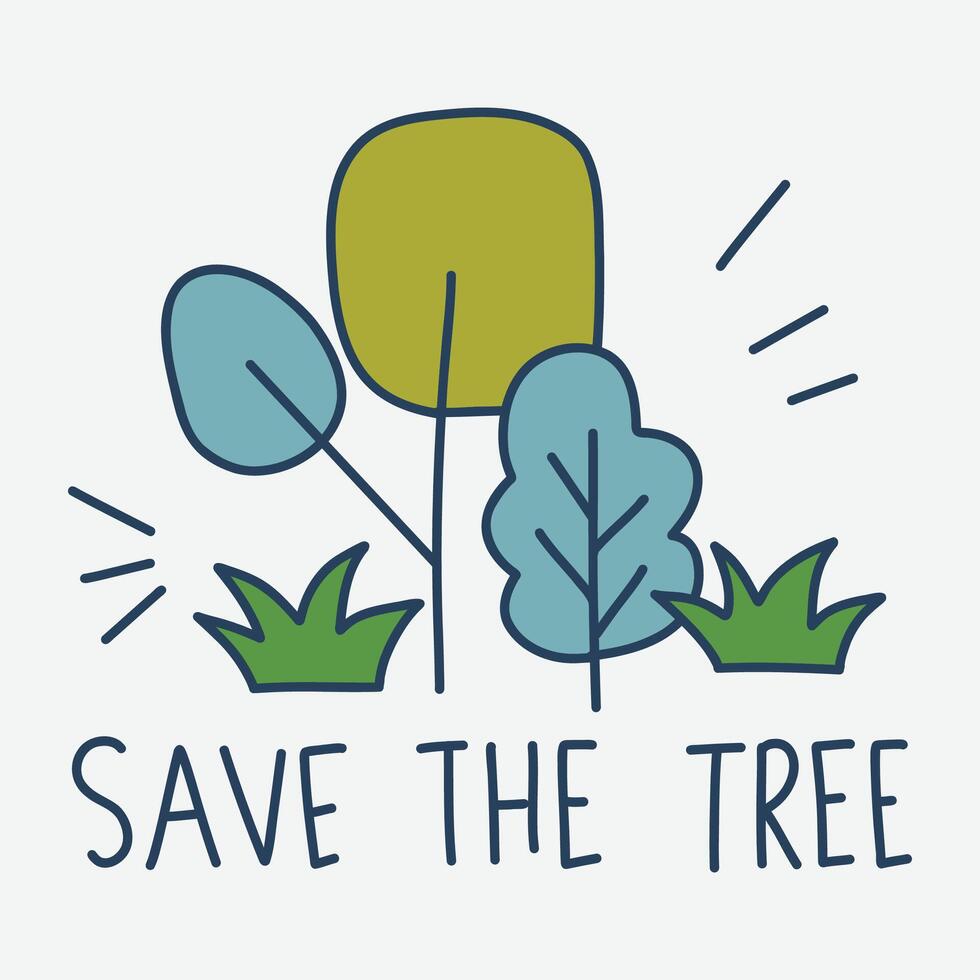 Cute Save The Tree Clipart vector
