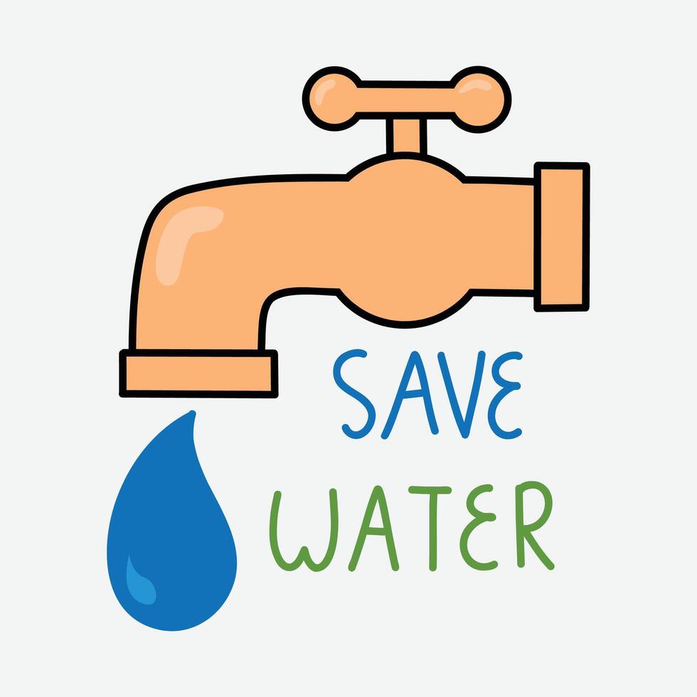 Hand Drawn Save Water vector