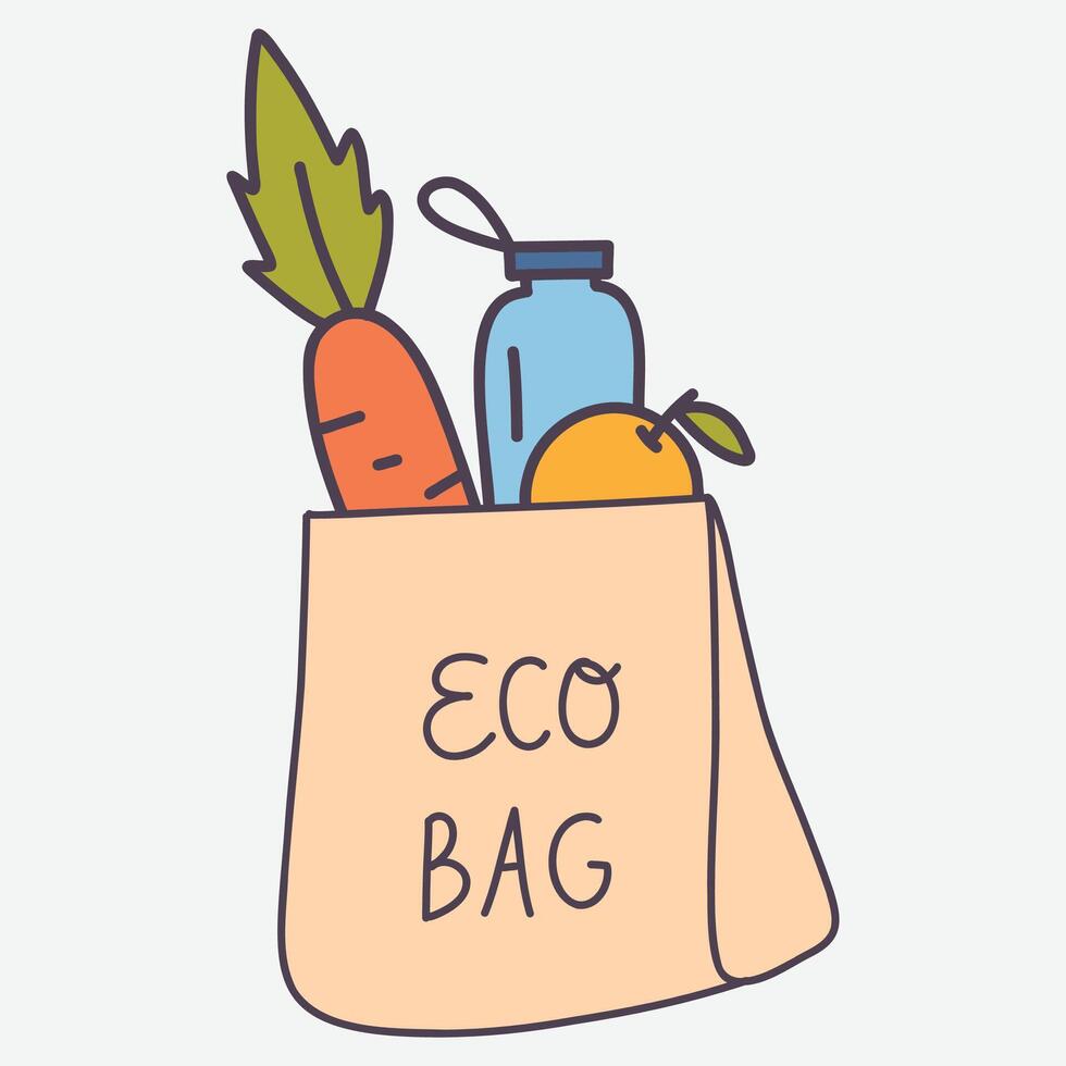 Cute Eco Bag of vegetables vector