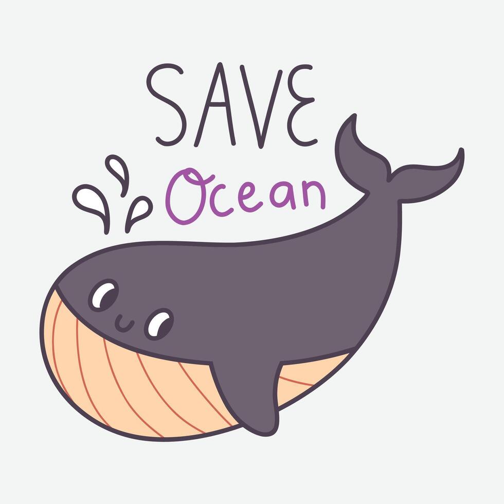 ilustración de salvar Oceano ballena clipart vector