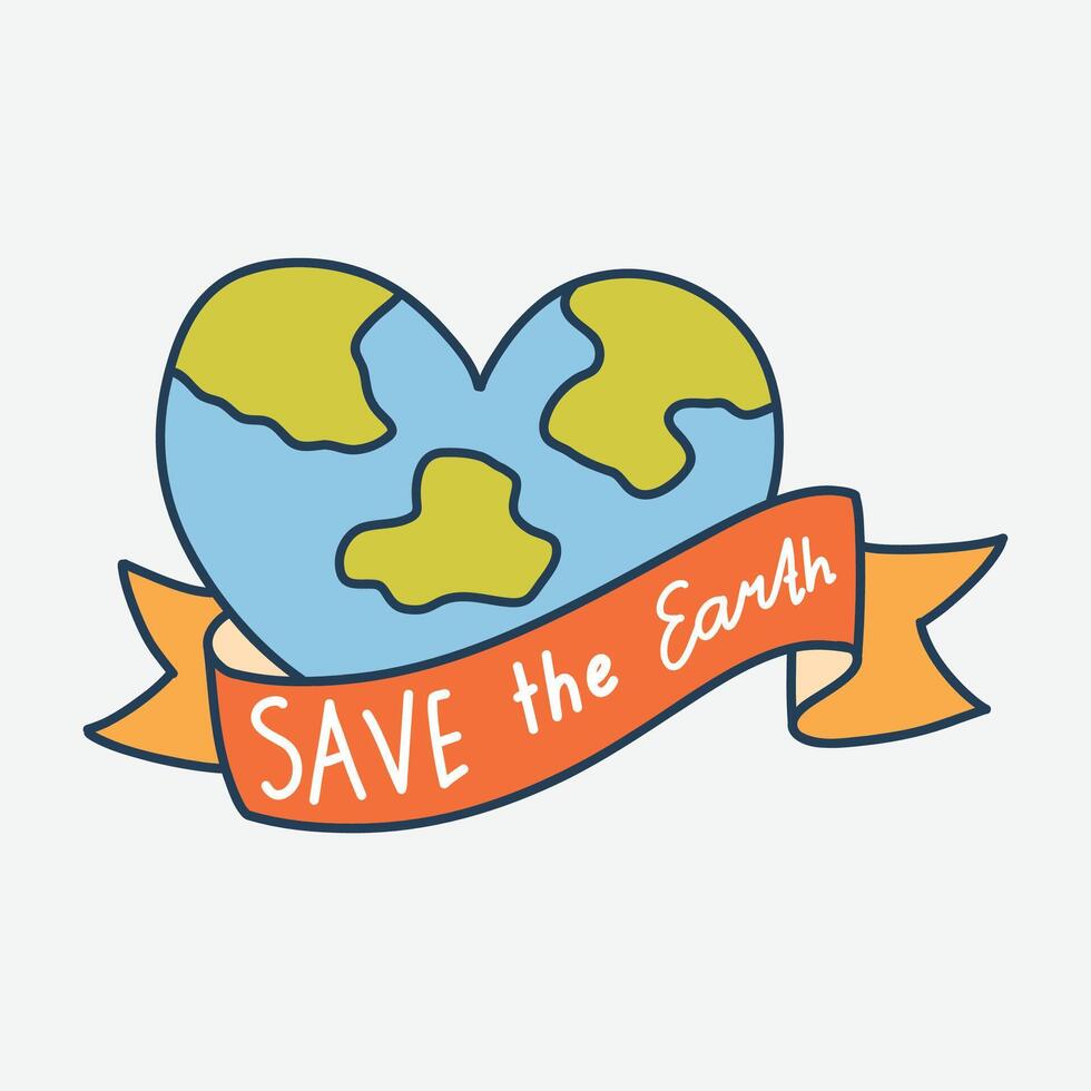 Cute Save the earth Illustration hand drawn vector