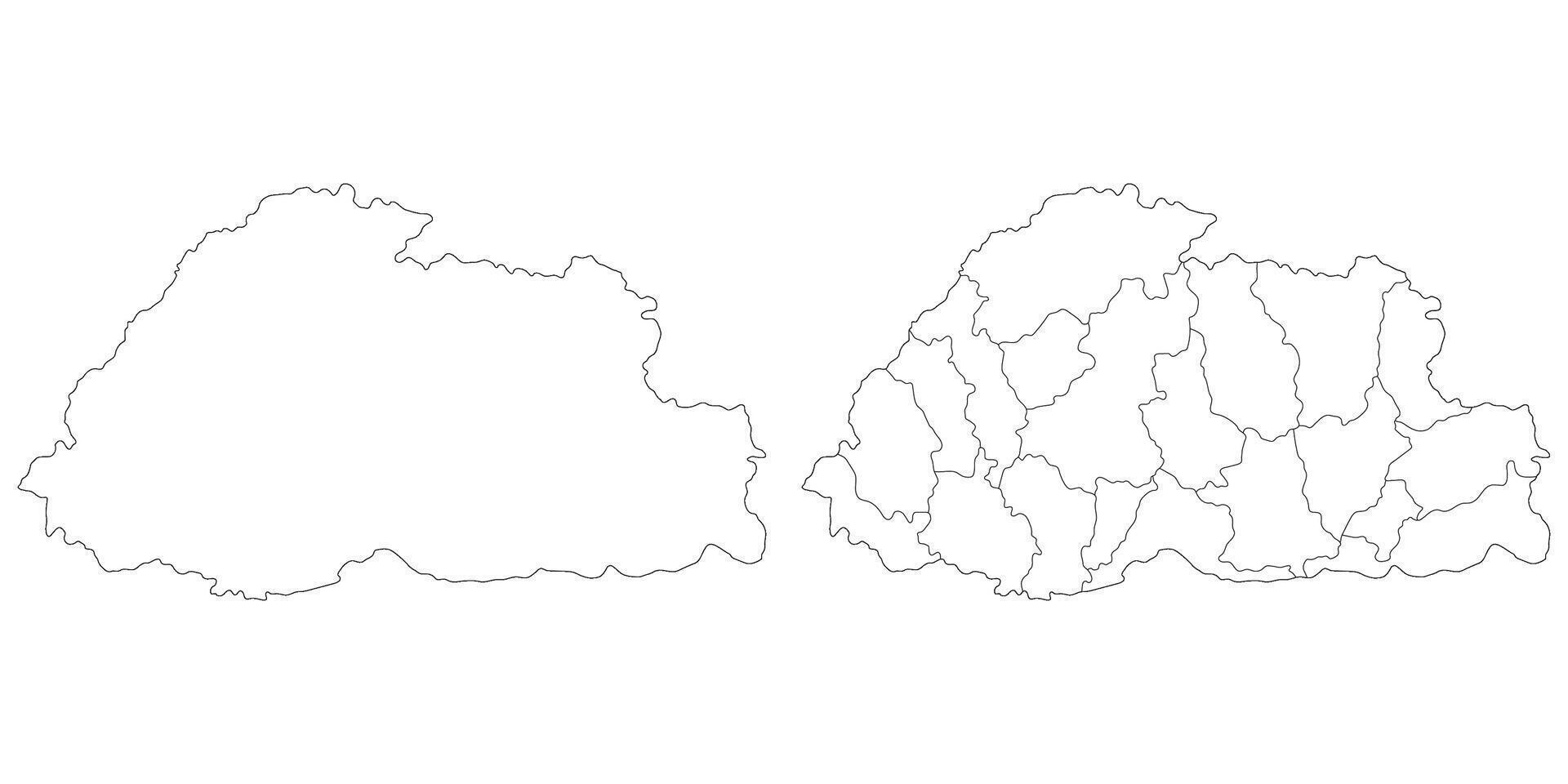 Bhutan map. Map of Bhutan in white set vector