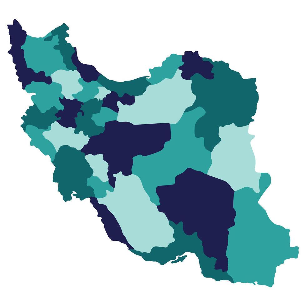 Iran map. Map of Iran in administrative provinces in multicolor vector