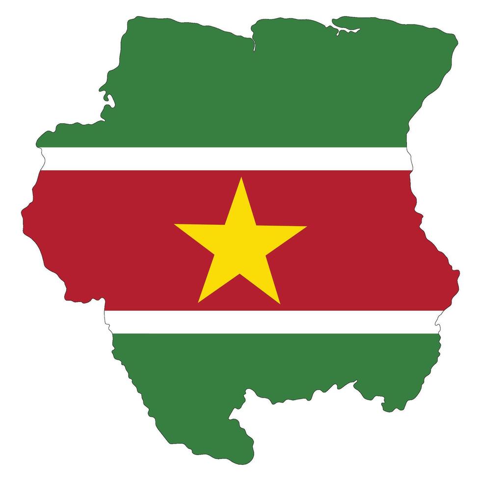 Map of Suriname with national flag of Suriname vector