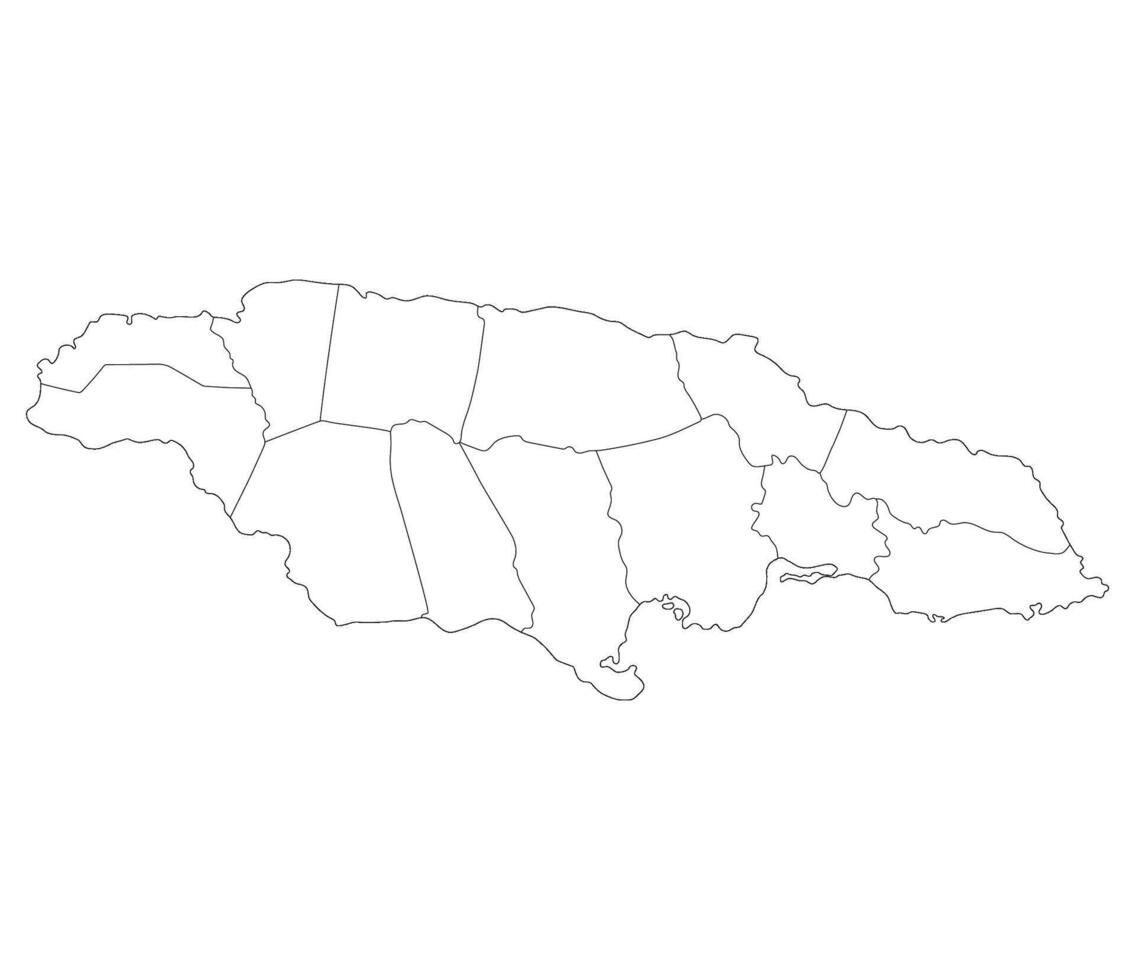 Jamaica map. Map of Jamaica in administrative provinces in white color vector