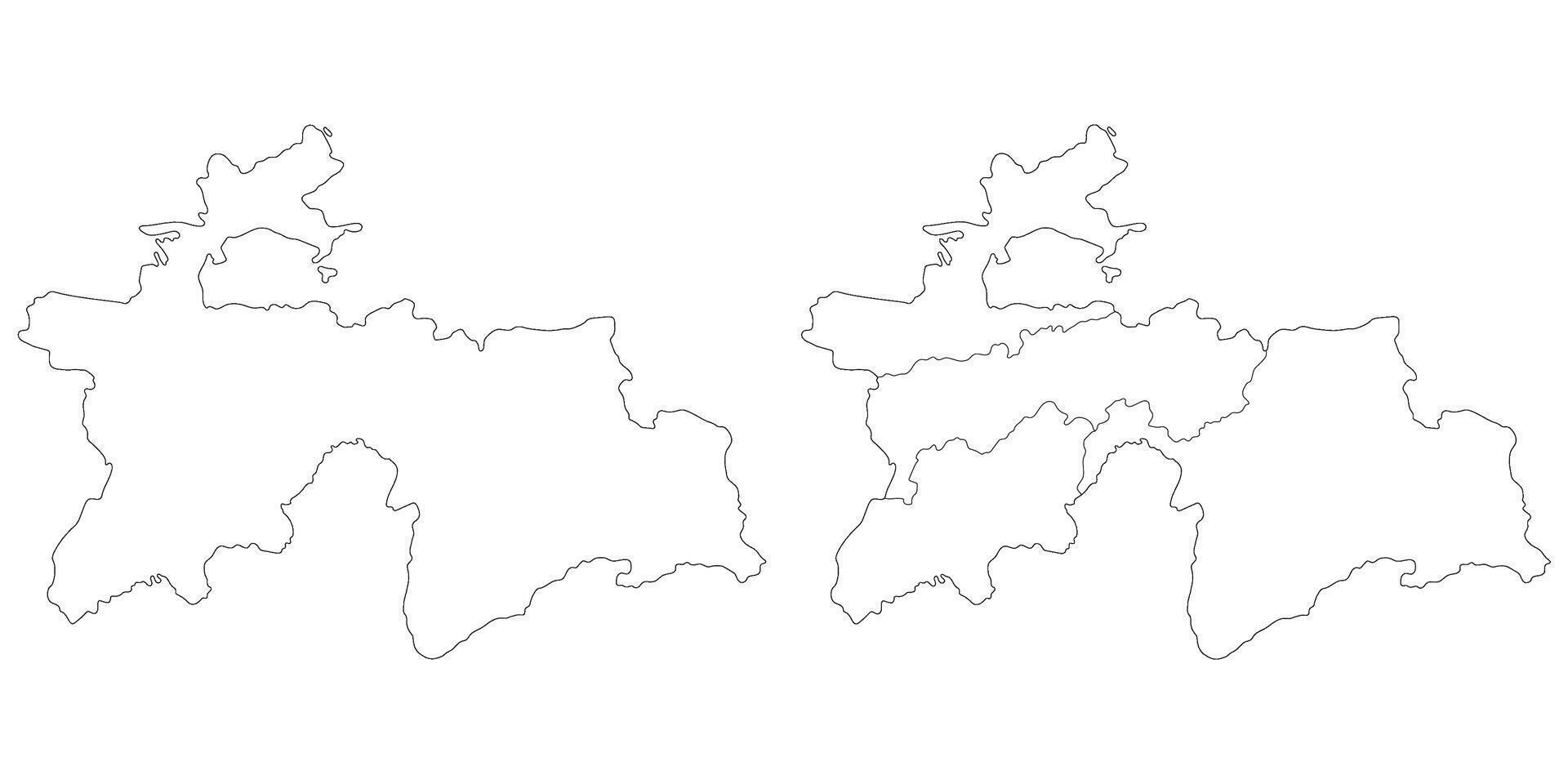 Tayikistán mapa. mapa de Tayikistán en blanco conjunto vector