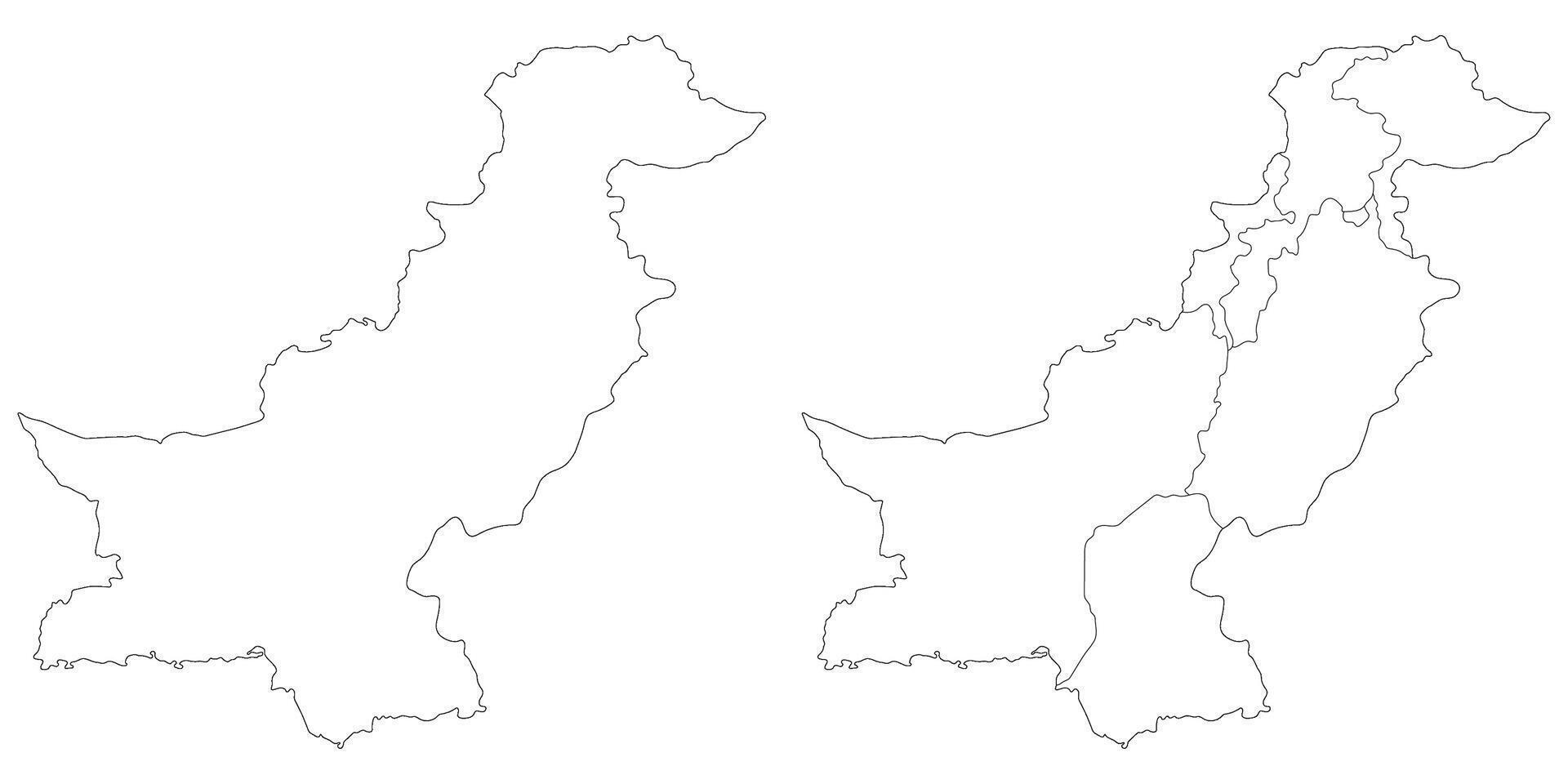 Pakistan map. Map of Pakistan in white set vector