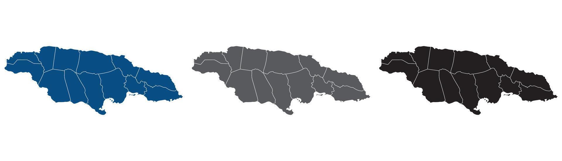 Jamaica map. Map of Jamaica in administrative provinces in set vector