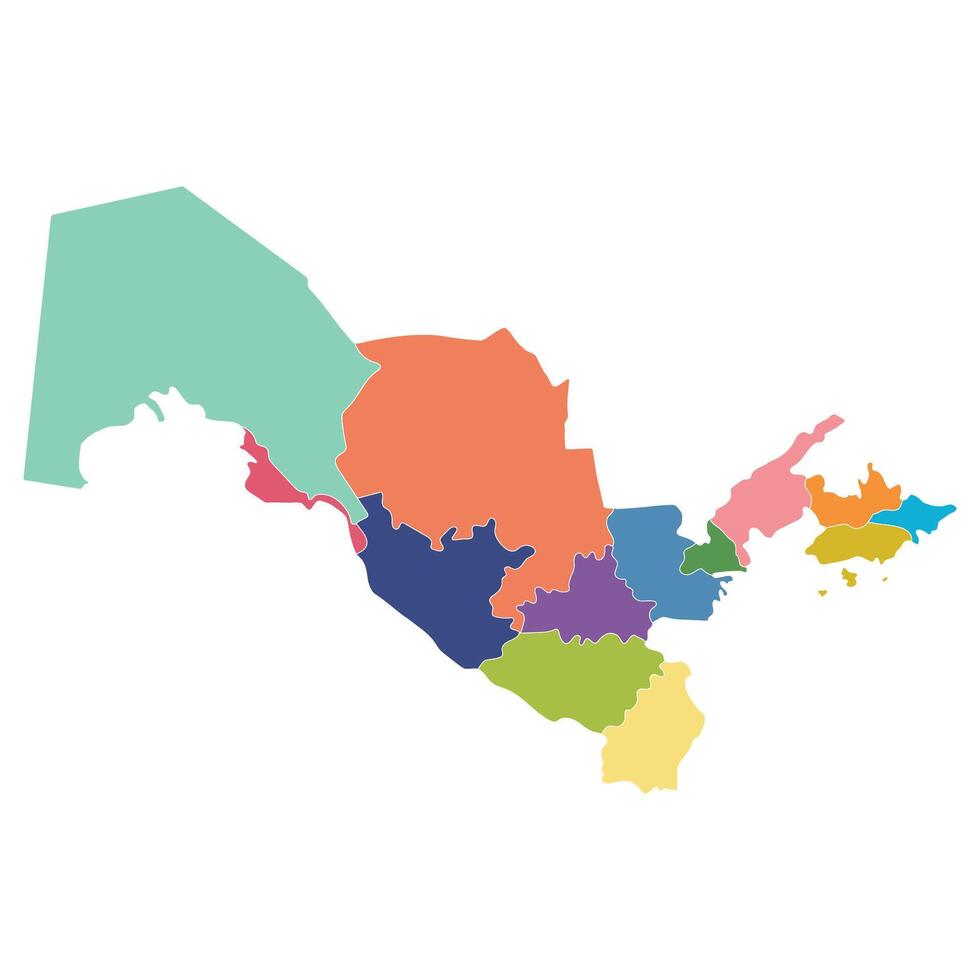 Uzbekistan map. Map of Uzbekistan in administrative provinces in multicolor vector