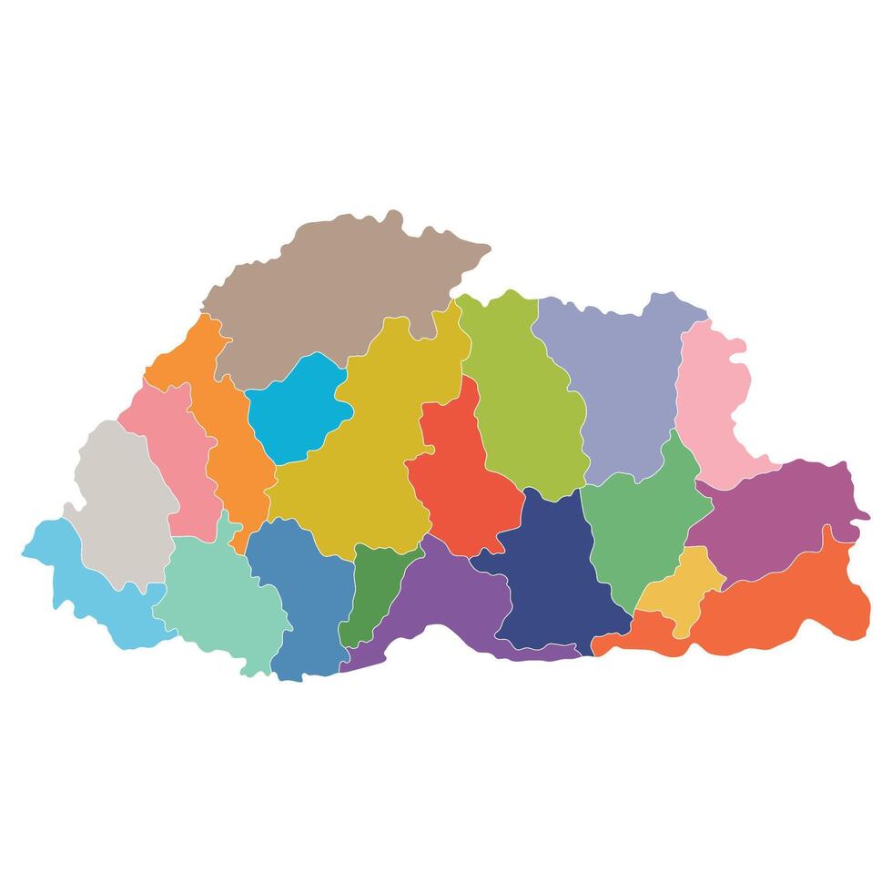 Bhutan map. Map of Bahamas in administrative provinces in multicolor vector