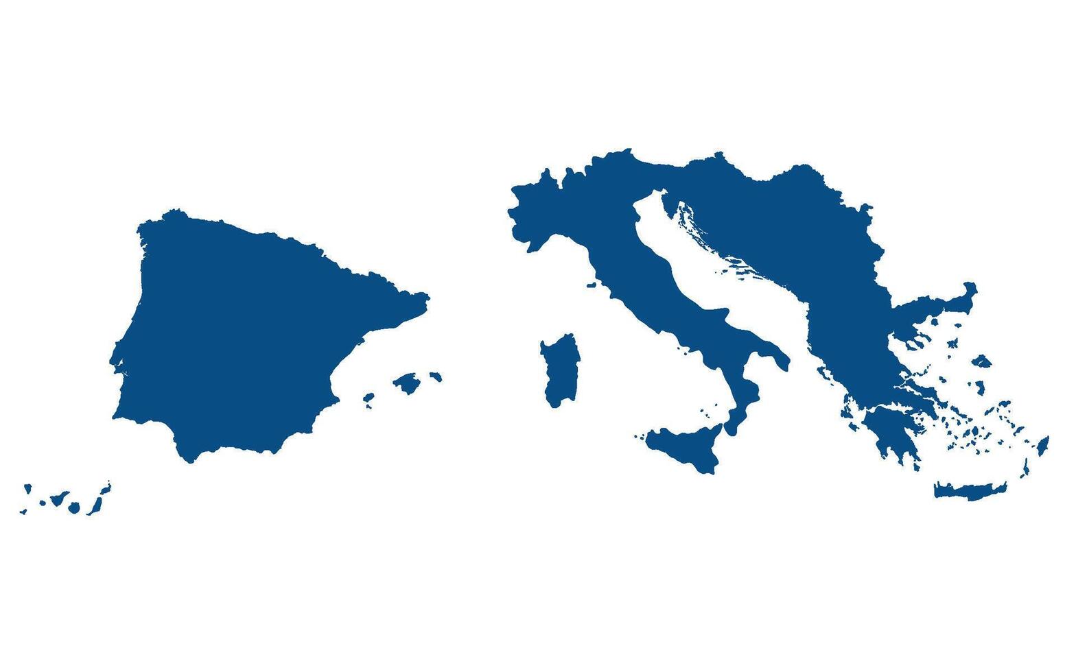 Southern Europe Map. Map of Southern Europe in blue color. vector