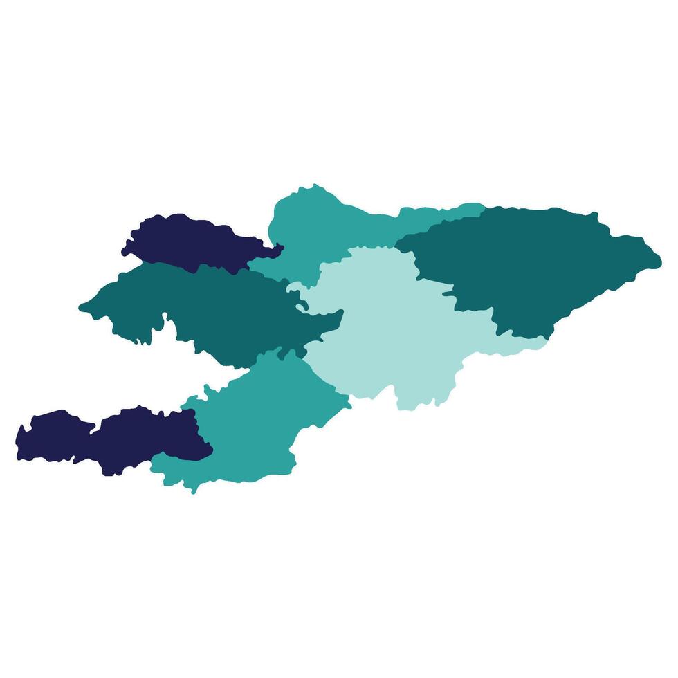 Kyrgyzstan map. Map of Kyrgyzstan in administrative provinces in multicolor vector