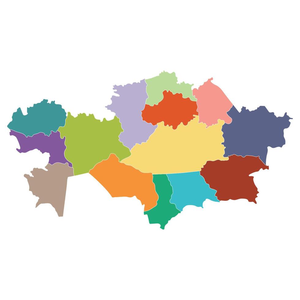 Kazakhstan map. Map of Kazakhstan in administrative provinces in multicolor vector