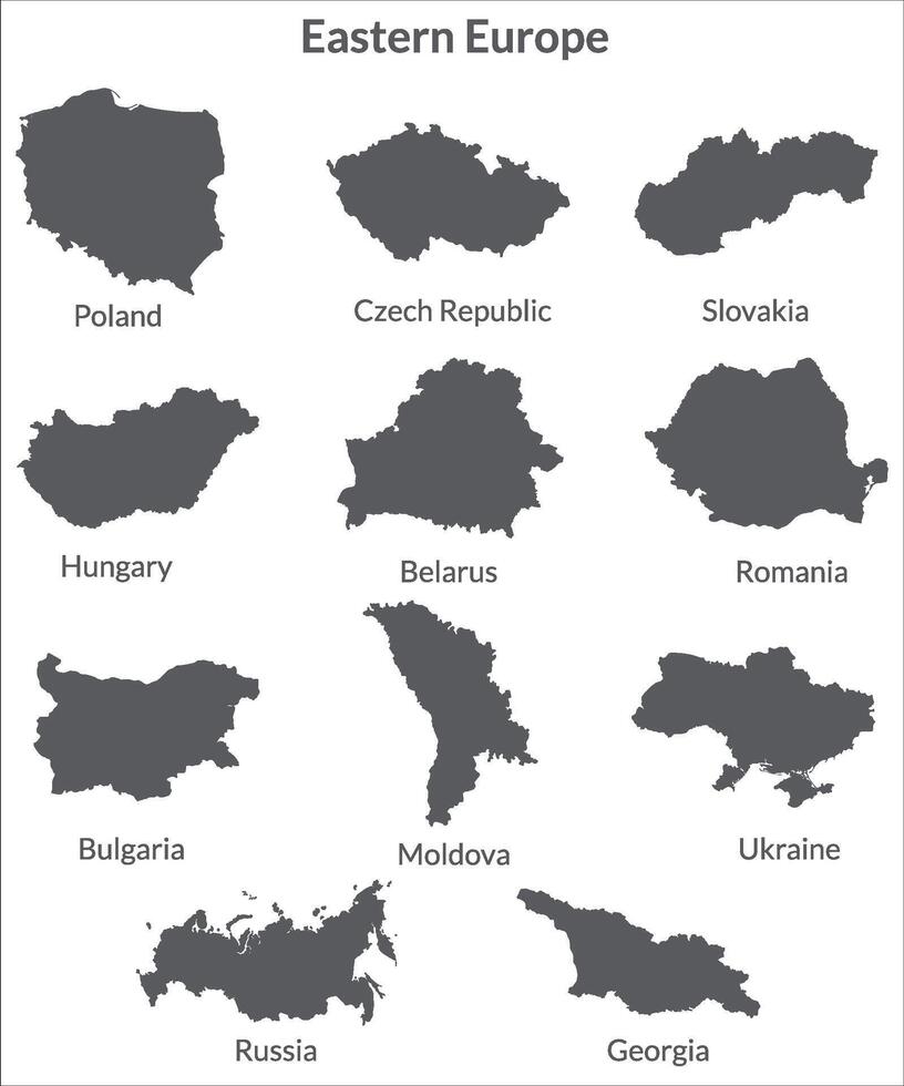 Eastern Europe country Map. Map of Eastern Europe in set grey color vector