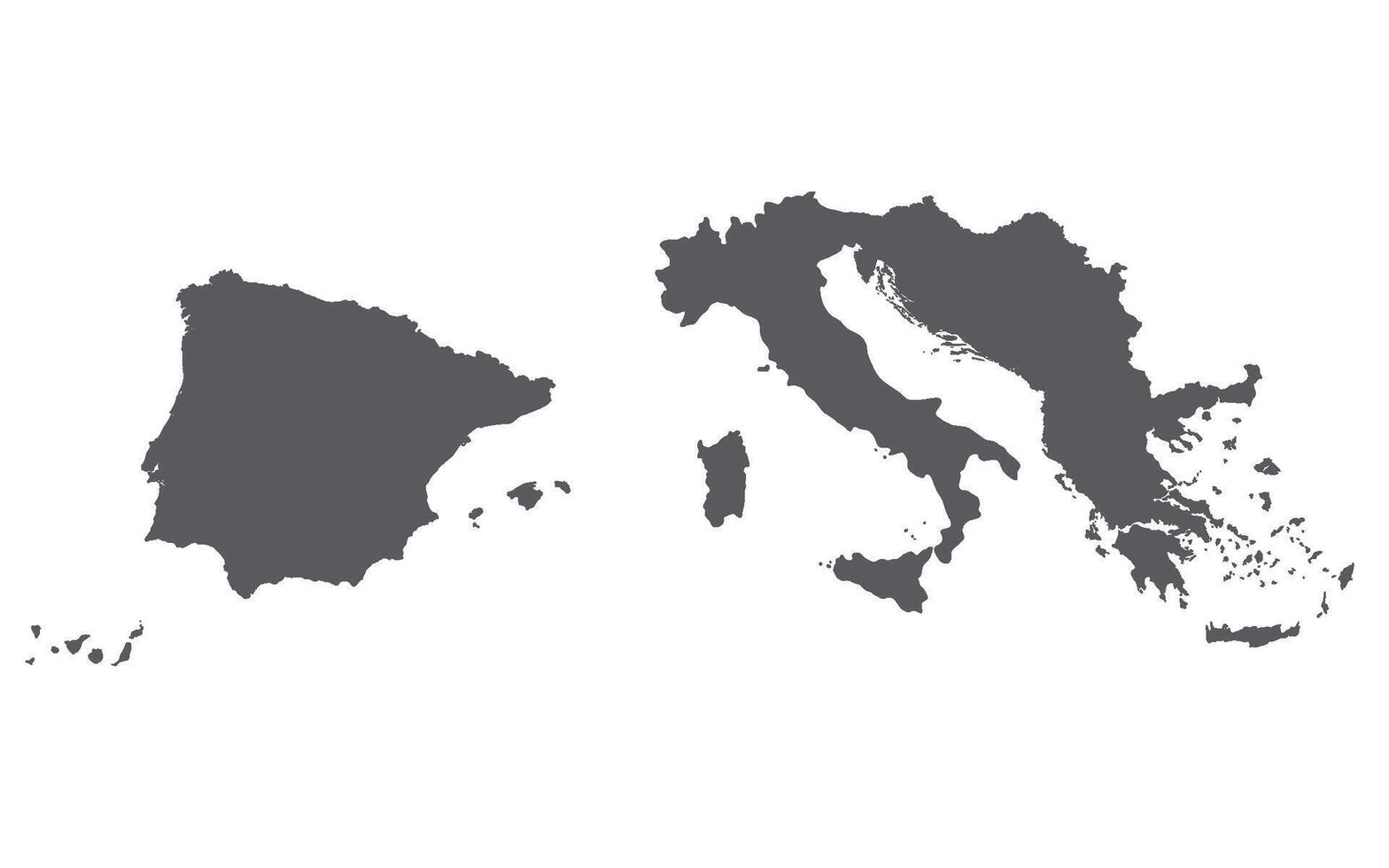 Southern Europe Map. Map of Southern Europe in grey color. vector