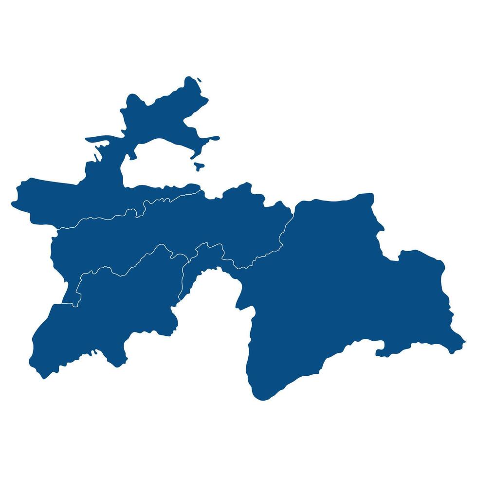 Tajikistan map. Map of Tajikistan in administrative provinces in blue color vector