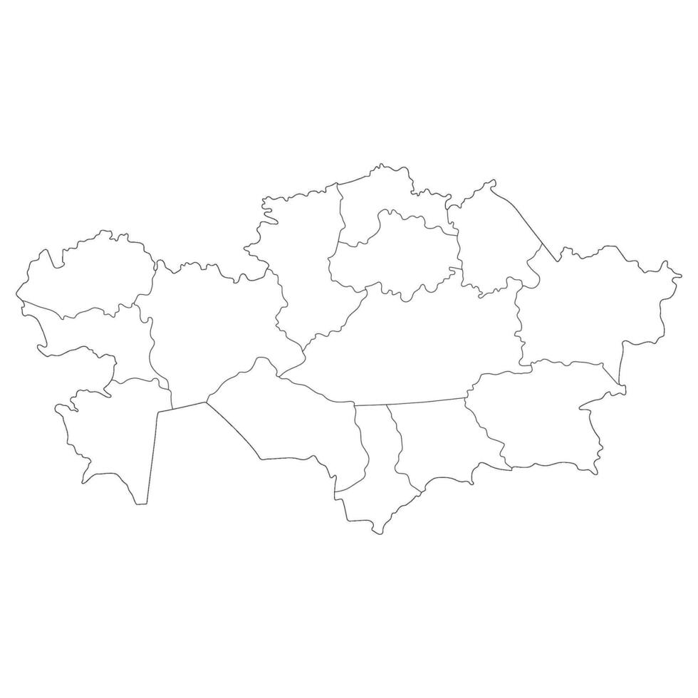 Kazakhstan map. Map of Kazakhstan in administrative provinces in white color vector
