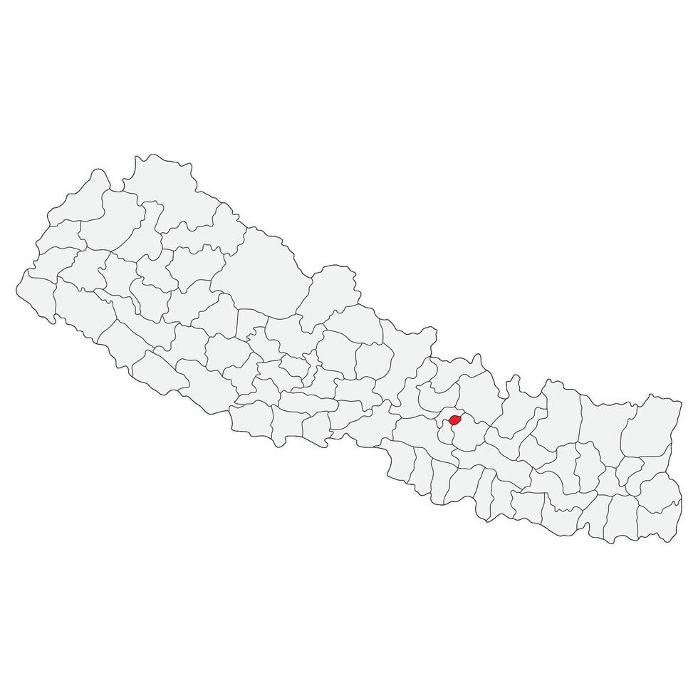 Nepal map. Map of Nepal with capital city Kathmandu vector