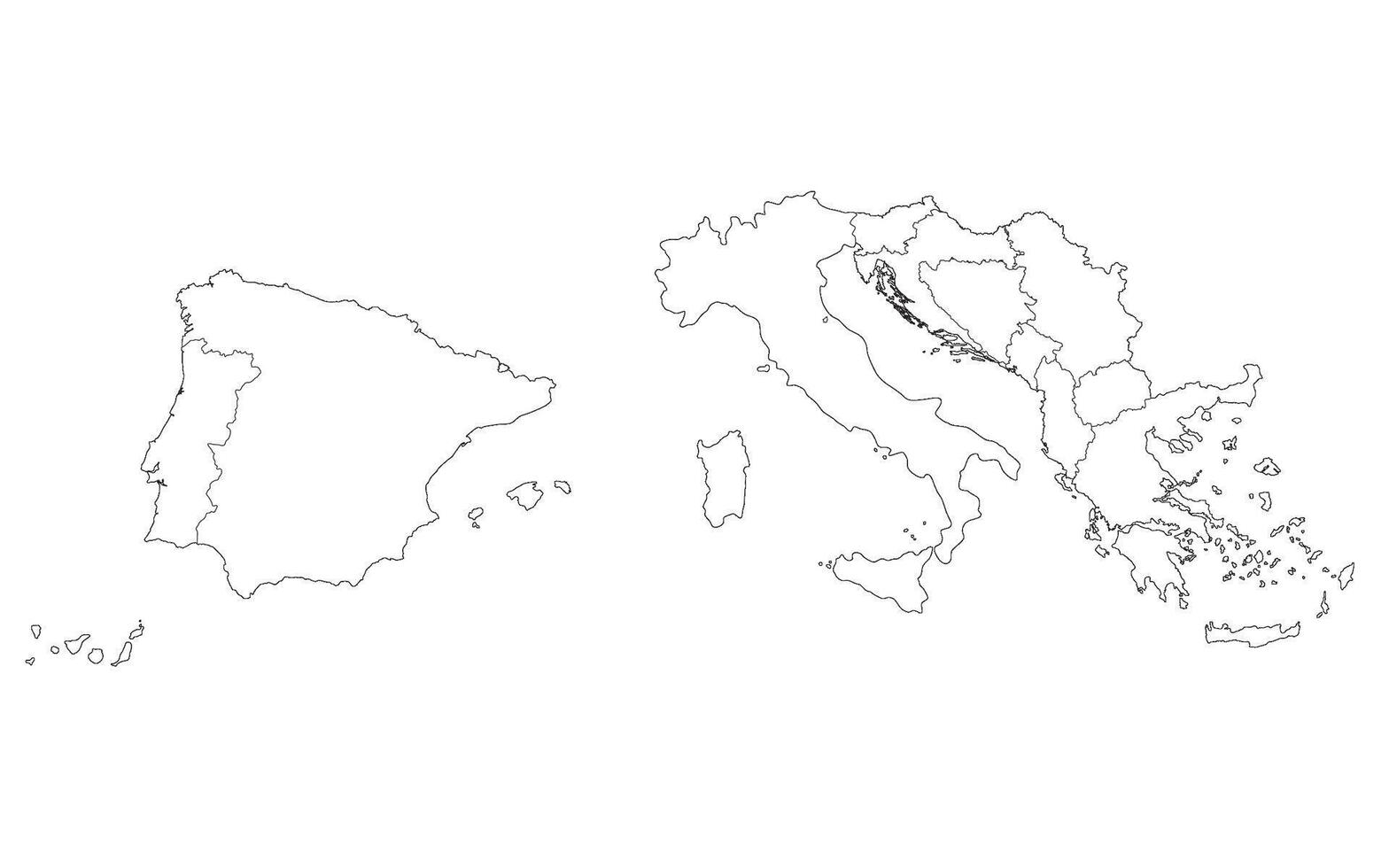 Southern Europe country Map. Map of Southern Europe in white color. vector