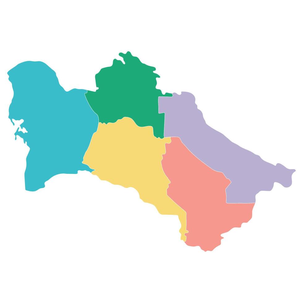 Turkmenistan map. Map of Turkmenistan in administrative provinces in multicolor vector