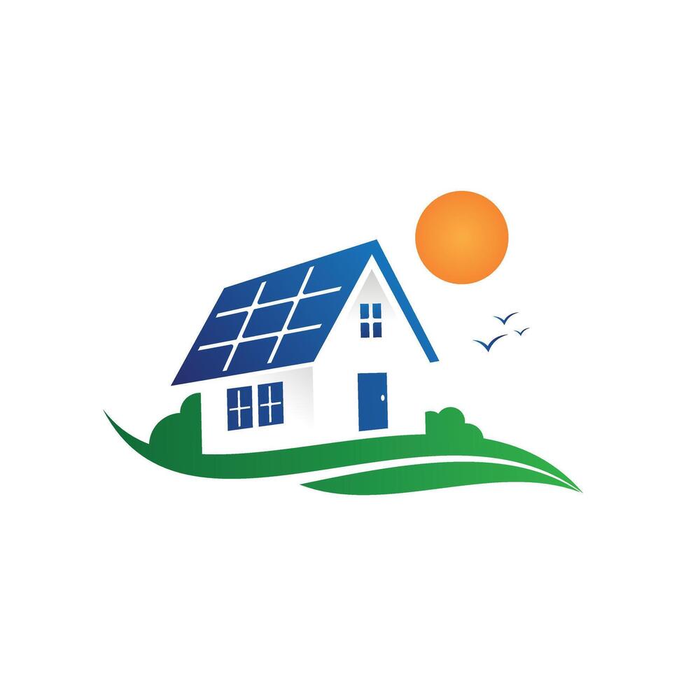 Solar home and sun save energy power and natural vector