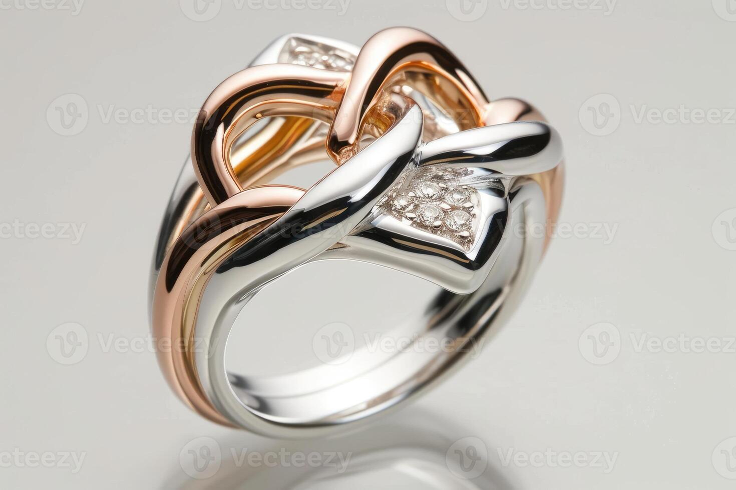 AI generated Close-up of single golden ring with diamonds photo