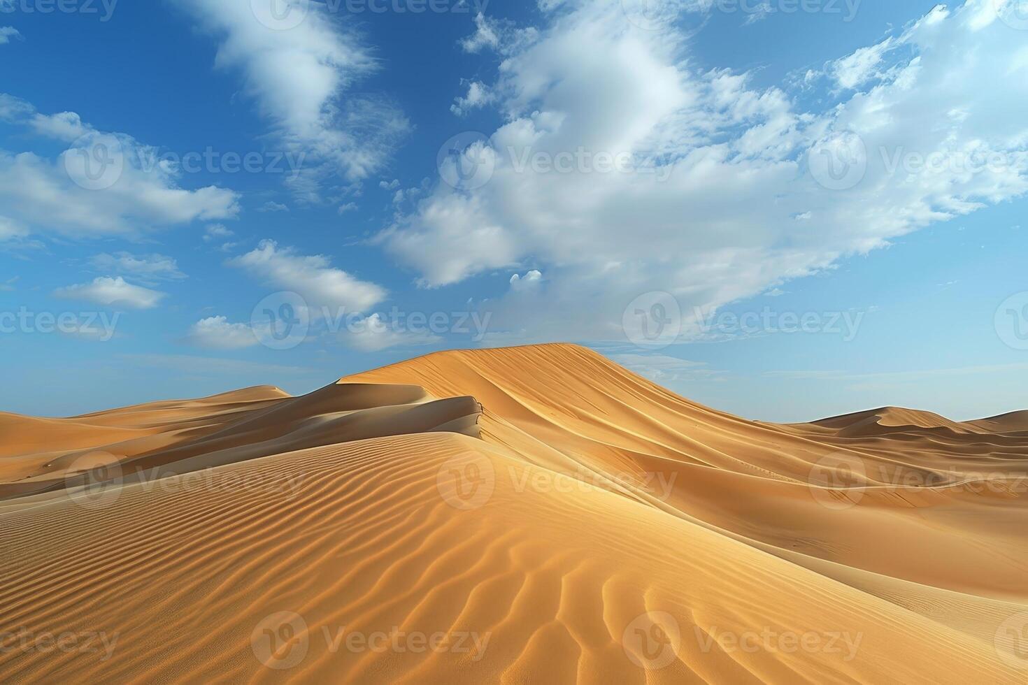 AI generated Desert landscape with sand being shaped into sharp dunes by the wind. photo
