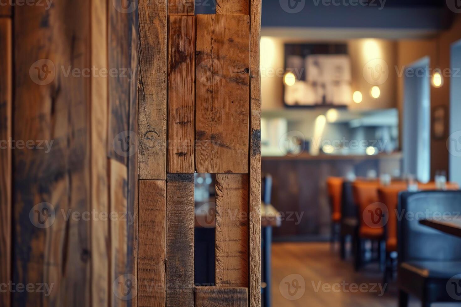 AI generated Frame with wooden wall partition. photo