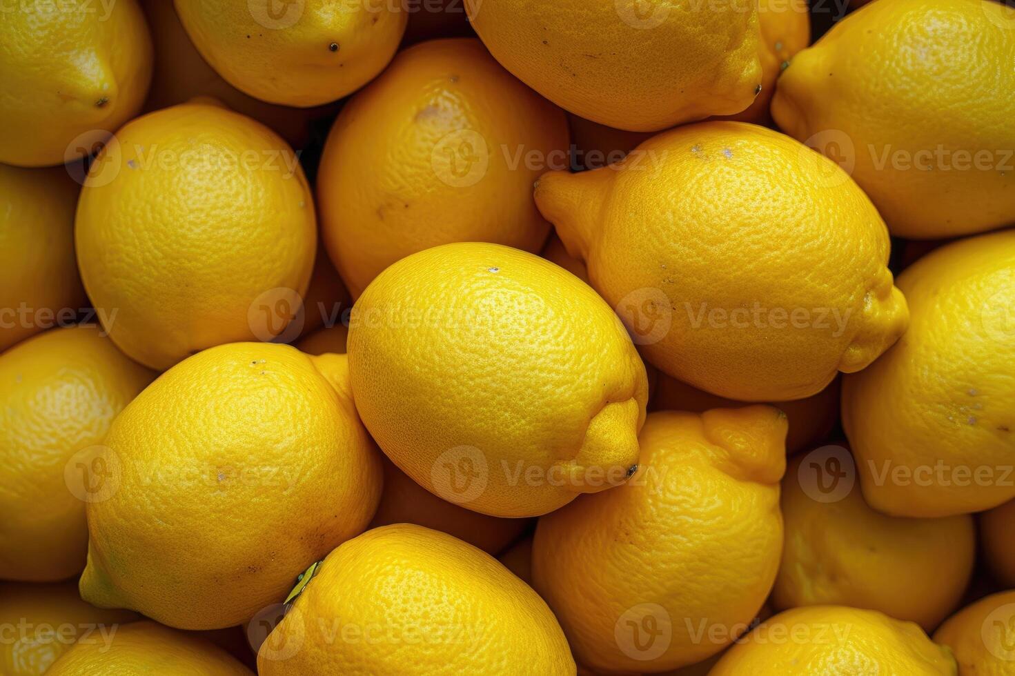 AI generated Ripe yellow lemons close up or texture. Lemon harvest, many yellow lemons. photo