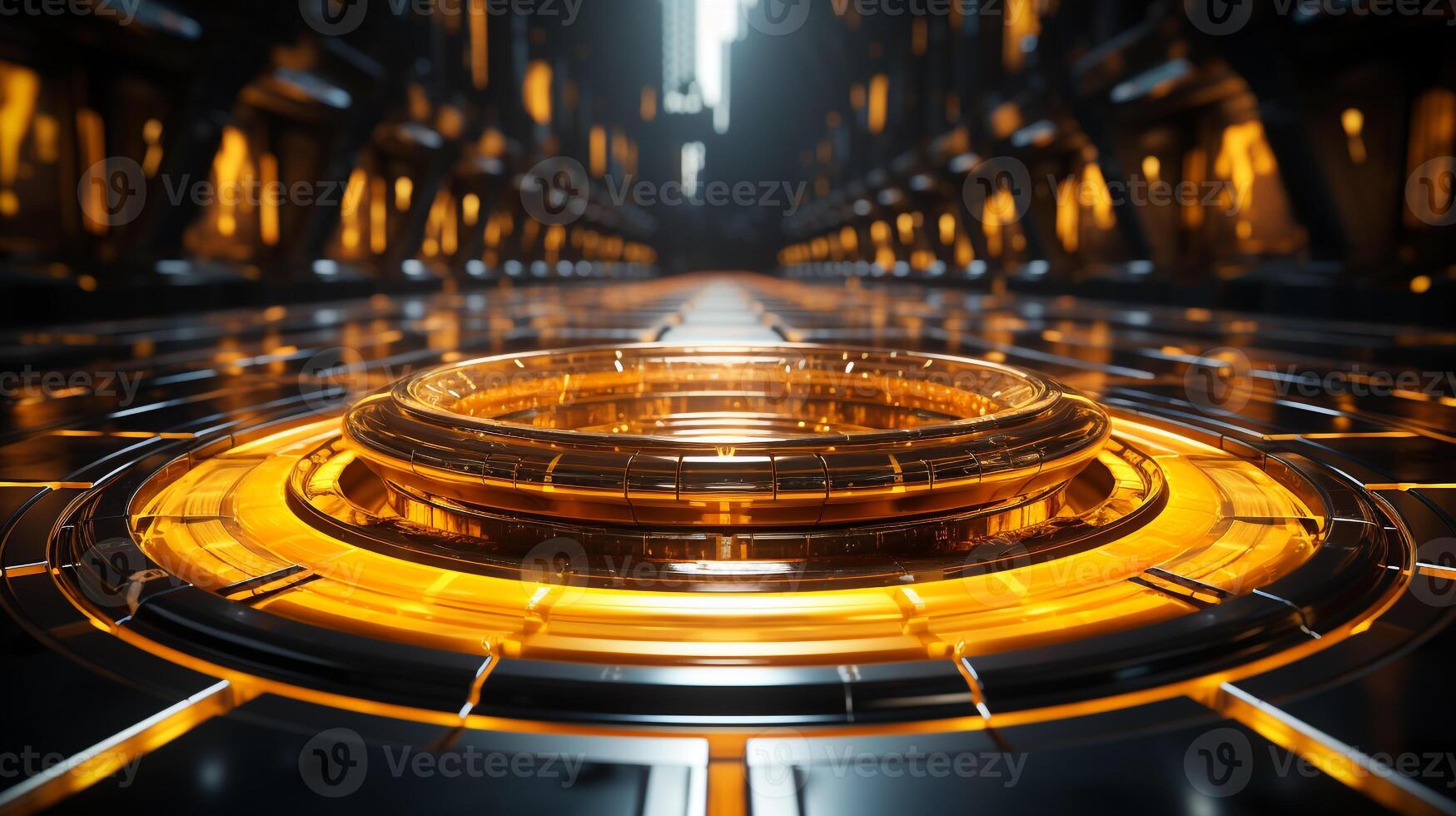 AI generated neon yellow time connecting hole light background photo