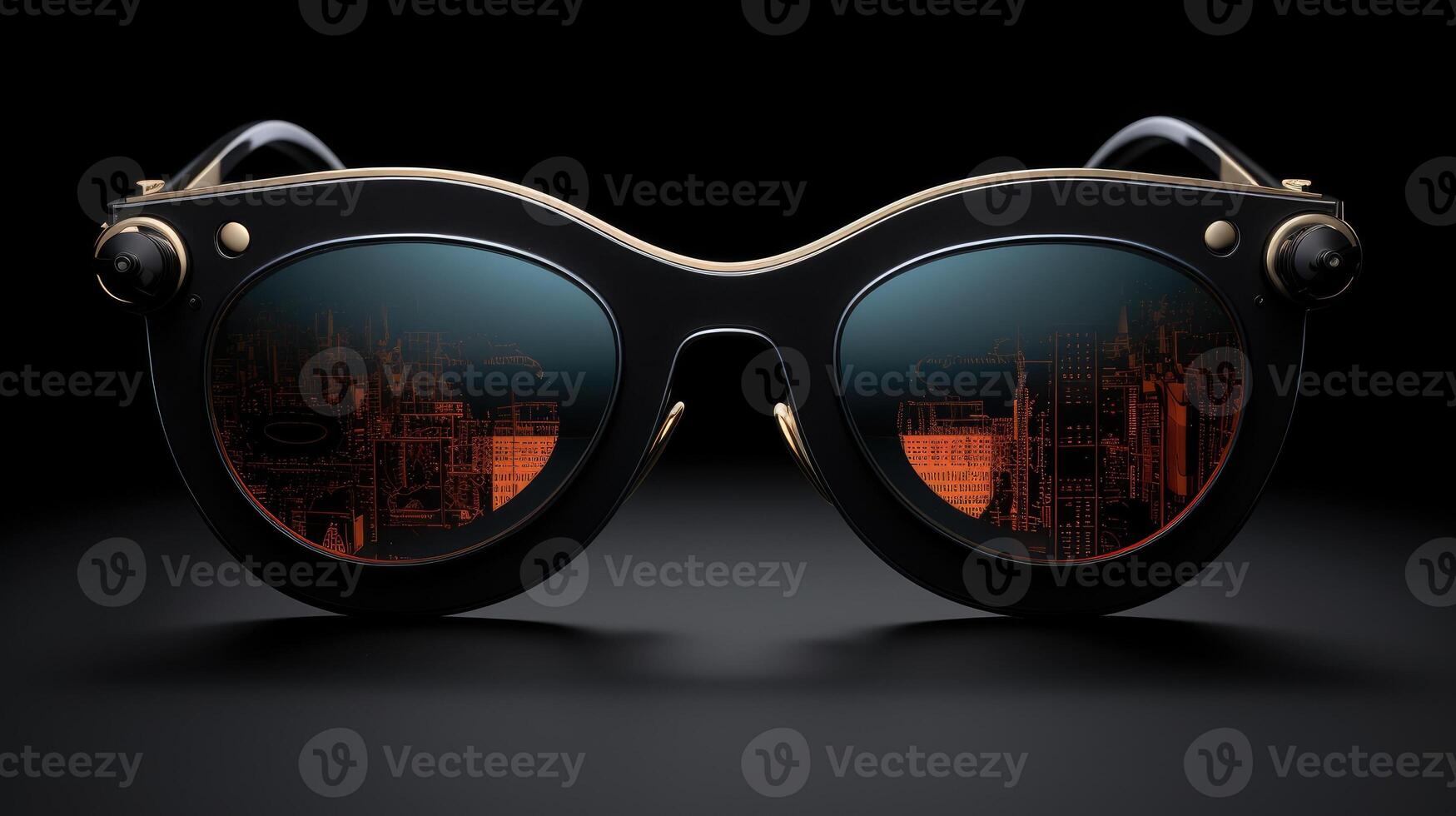AI generated Black glasses for virtual reality photo