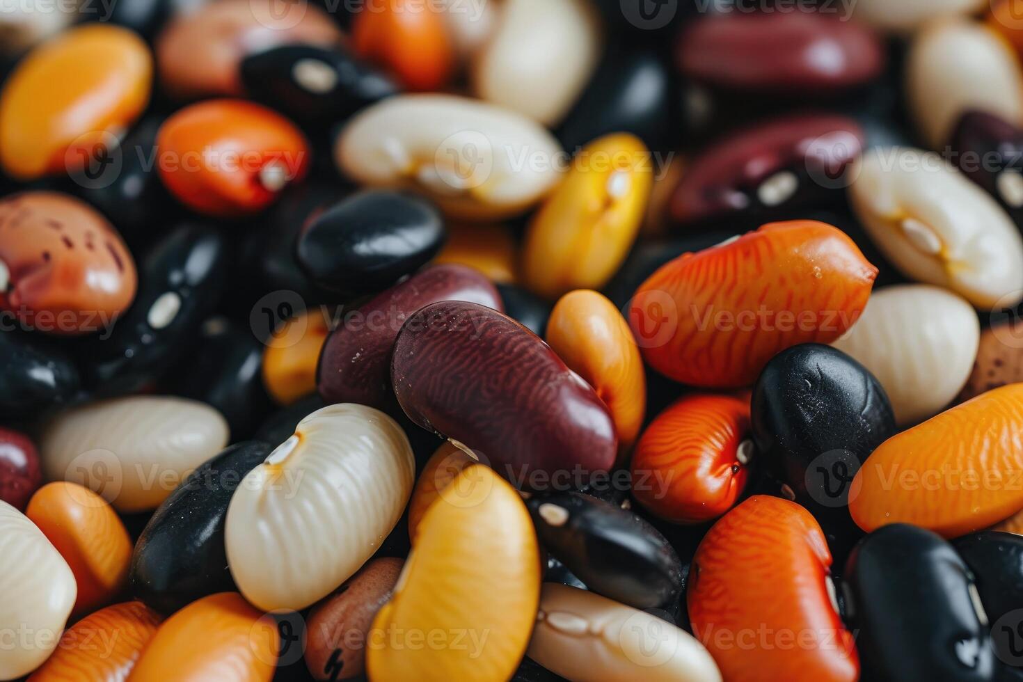 AI generated Mixed peas and beans for soup background and texture. Top view. photo