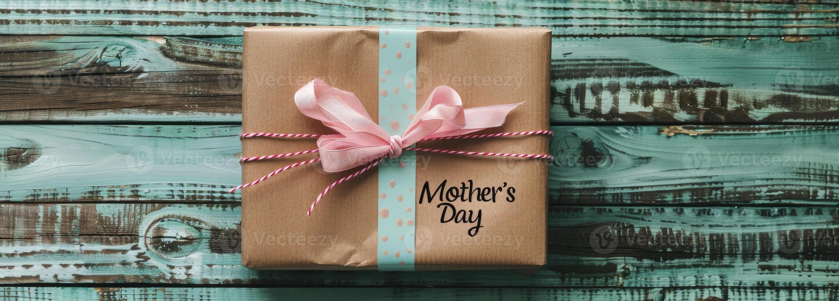 AI generated Gift box with the text Mothers Day photo