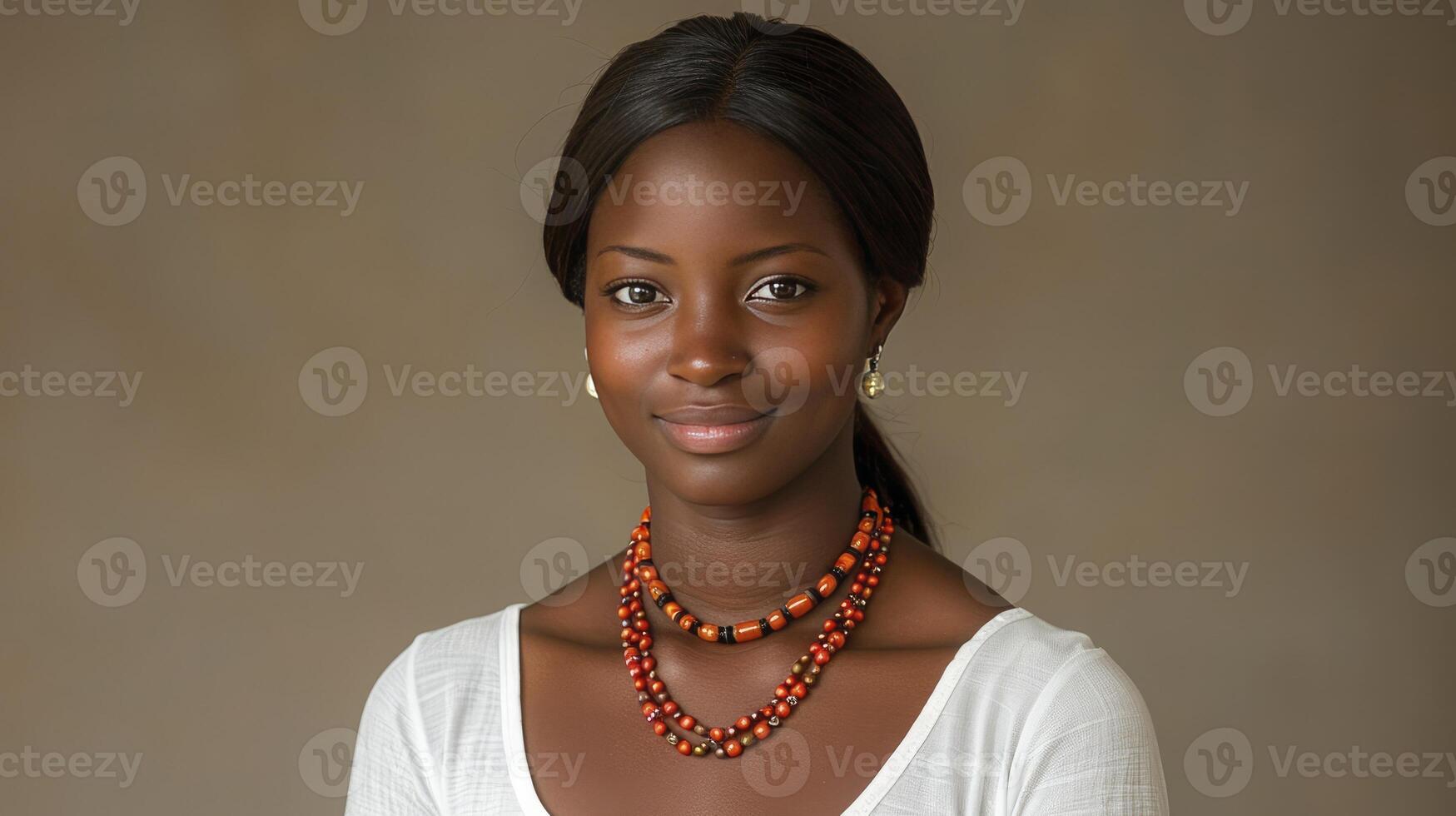 ai generado elegancia en azul, aislado retrato de un negro mujer foto