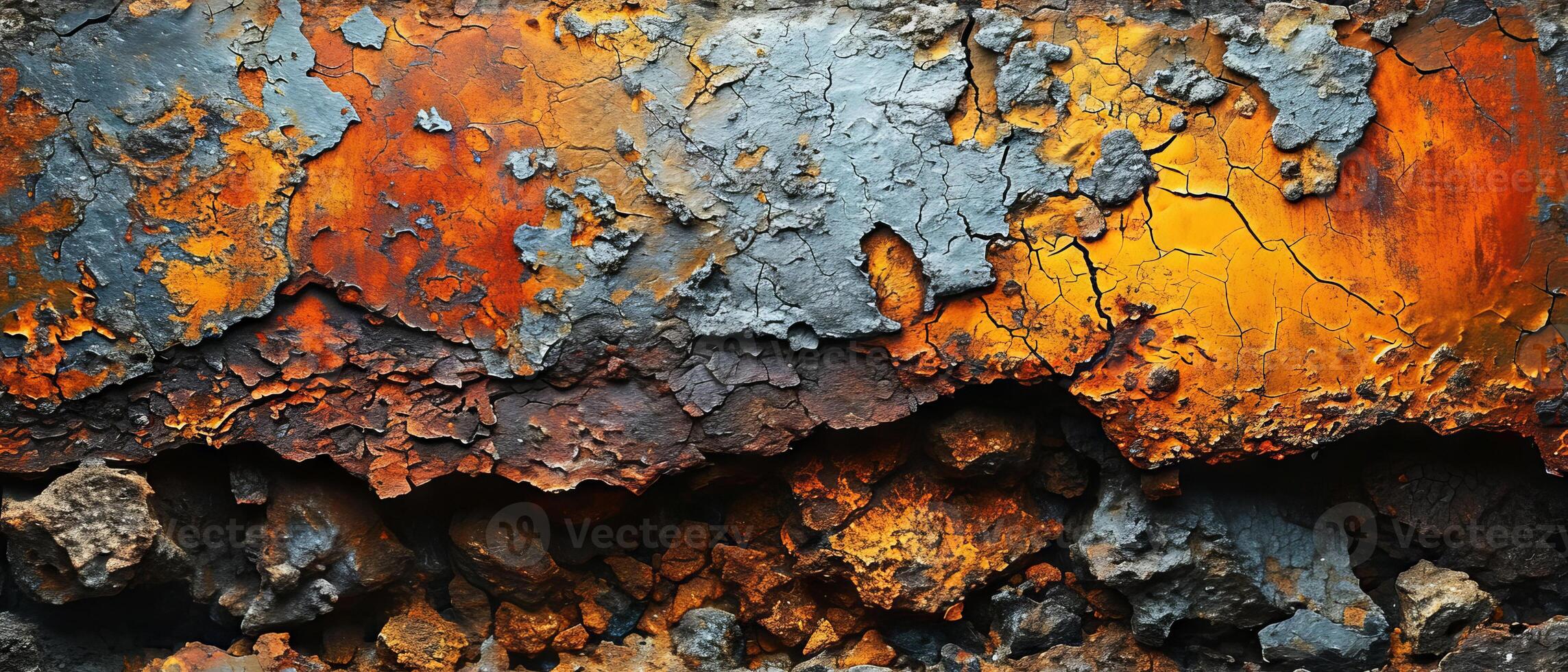 AI generated A high-resolution image showcasing the colorful, abstract patterns of corrosion on metal with textured detail photo