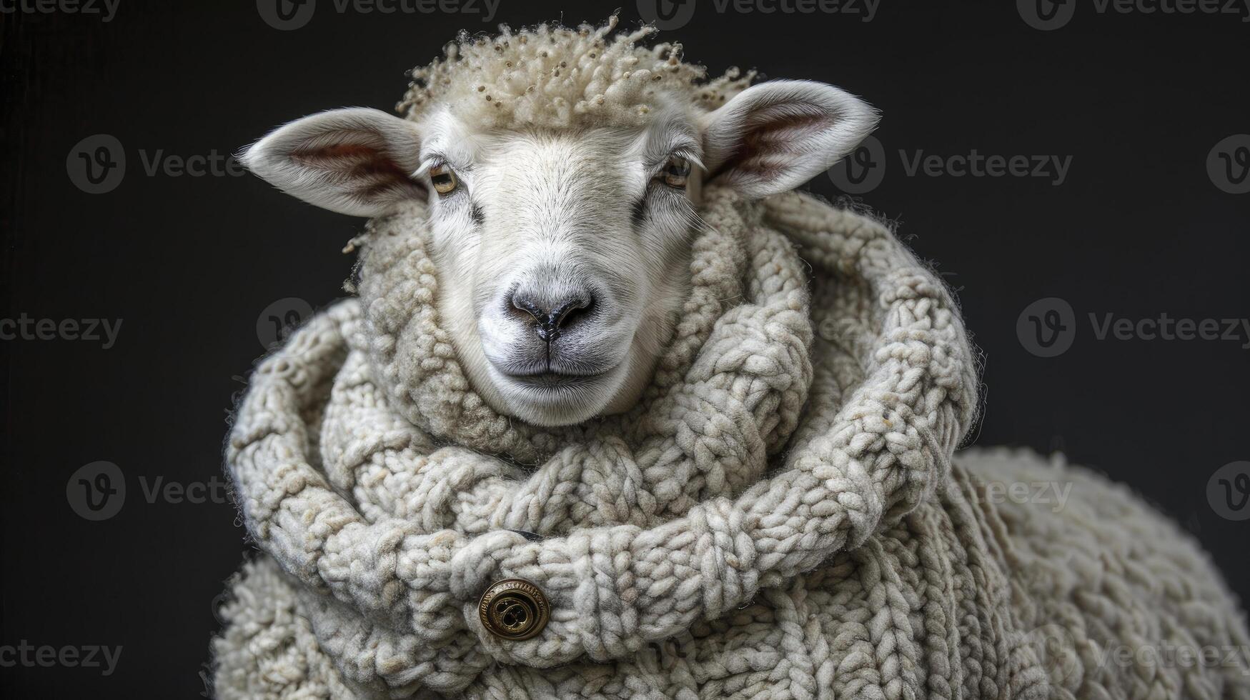 AI generated Sheep Portrait, A Captivating Glimpse into the World of Woolly Charm photo