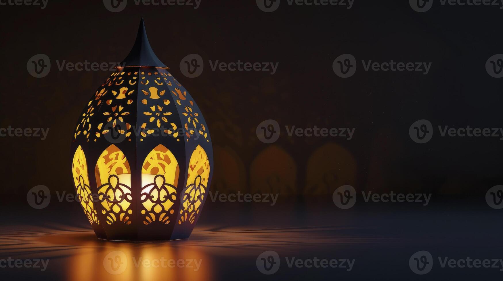 AI generated An Islamic lantern with geometric patterns and light photo