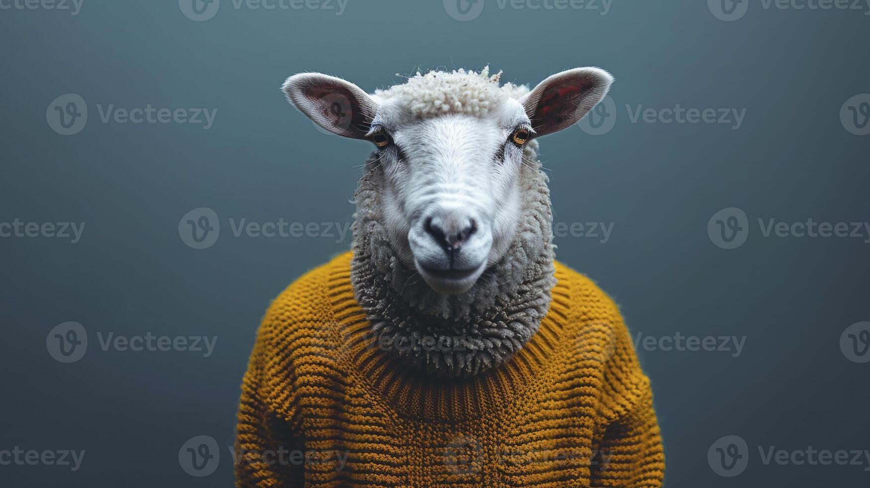 AI generated Sheep Portrait, A Captivating Glimpse into the World of Woolly Charm photo