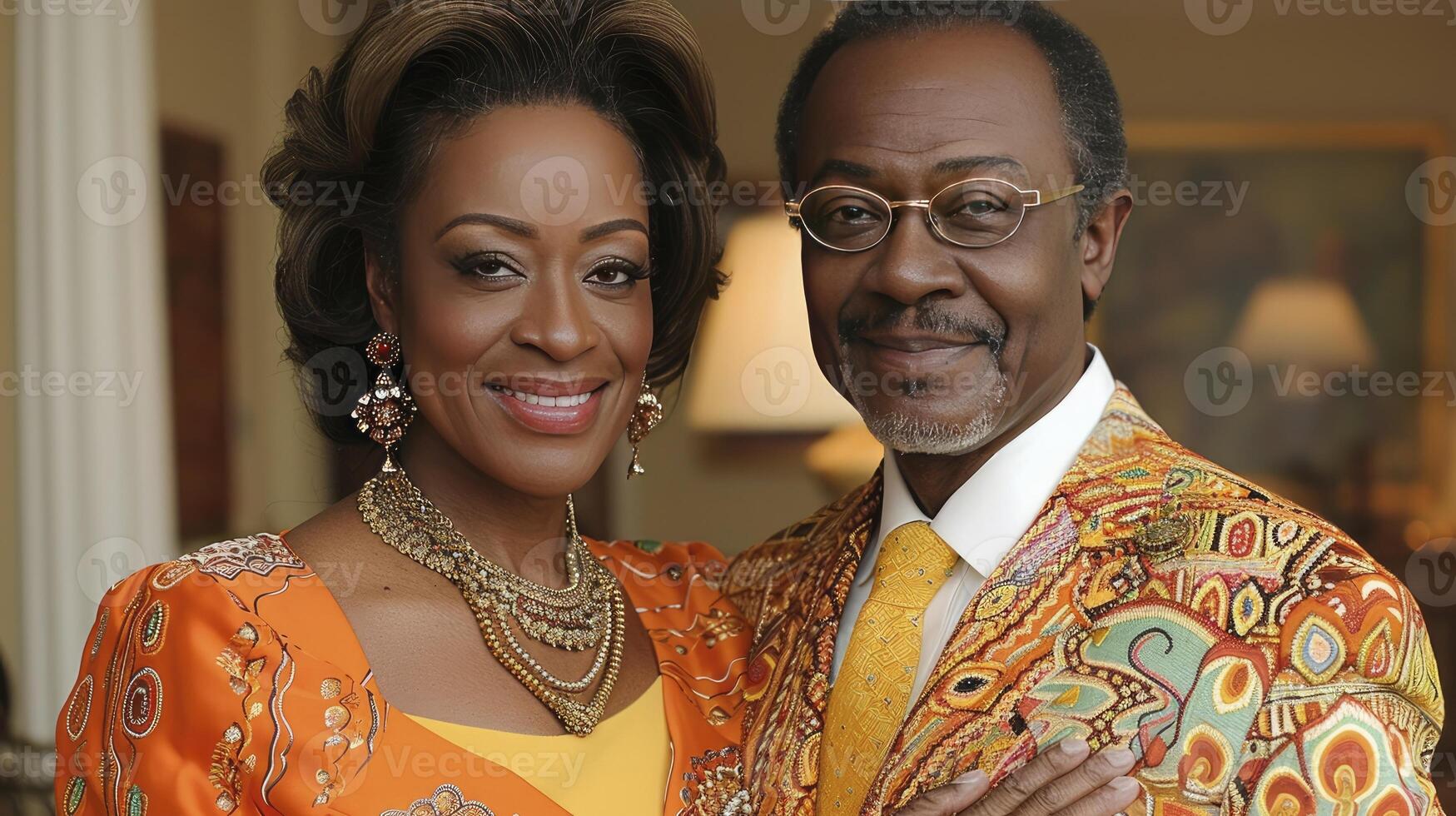 AI generated Harmony in Love, Older Married Couple Sharing Laughter and Warmth, Standing in the Embrace of Home, Expressing Trust, Support photo