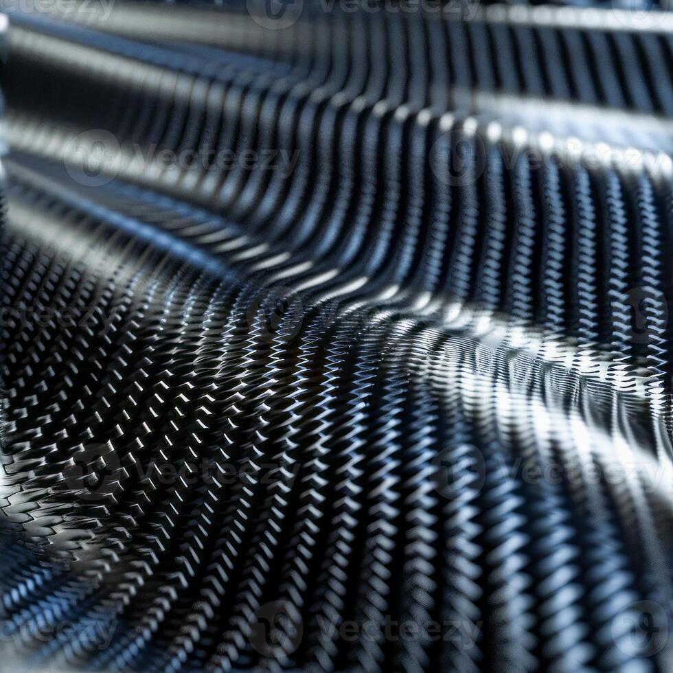 AI generated Close-up of a black metallic surface with a wavy, ripple pattern creating an abstract texture photo