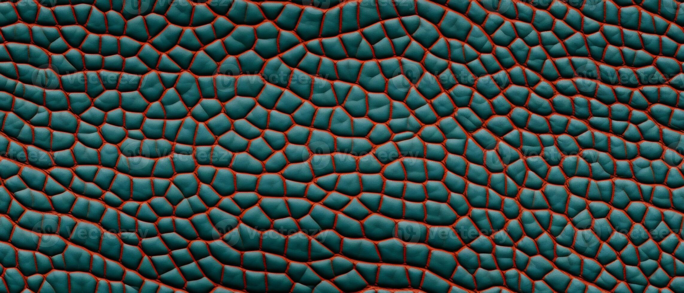 AI generated Highly detailed close-up of teal snake skin texture with a diamond pattern, highlighting the unique beauty of reptilian scales. Green Snake Skin photo