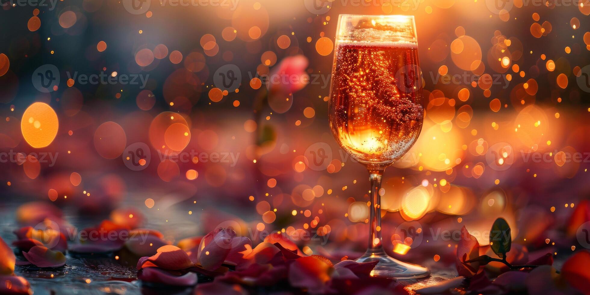 AI generated A glass filled with alcohol, likely a clear liquid, placed on top of a sturdy table surface. The detailed reflection of the drink can be seen on the table photo