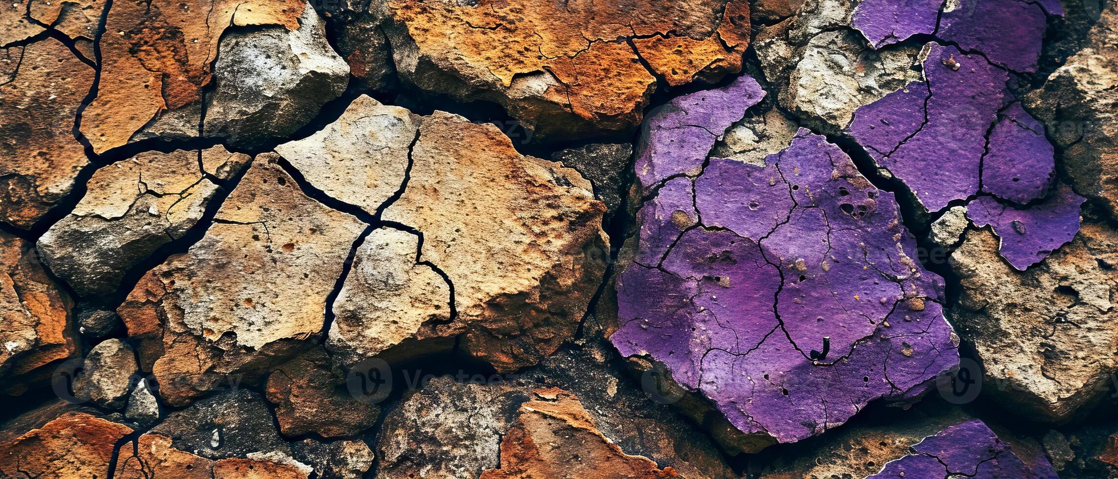 AI generated A detailed close-up of a stone wall showcasing a variety of earthy tones and textures, perfect for backgrounds photo