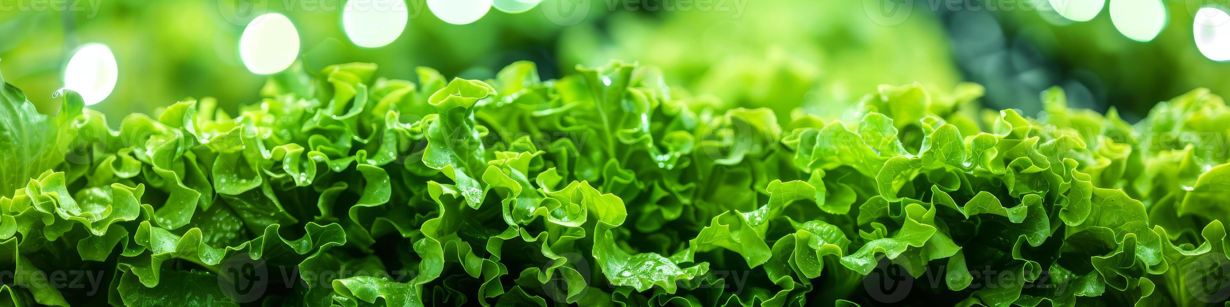 AI generated Lush Green Lettuce in Indoor Vertical Farm photo