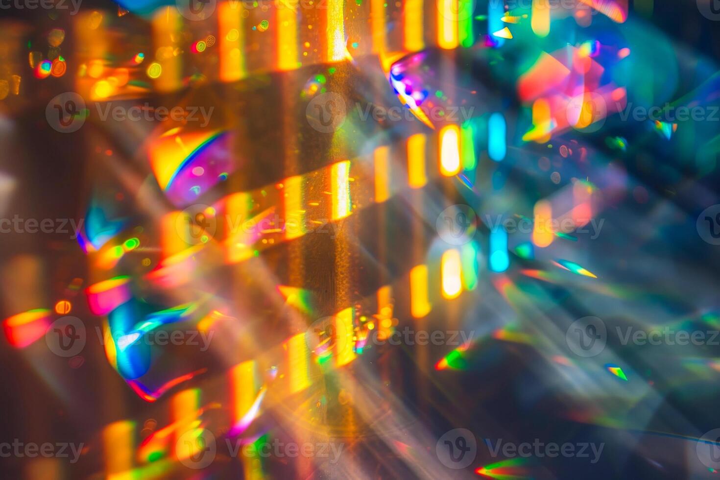 AI generated Soft-focus background with light rays and rainbow prism effects. photo