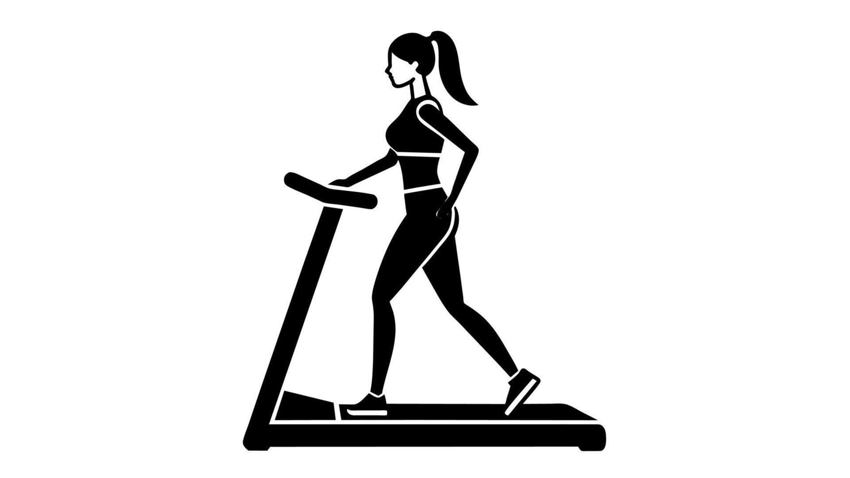 Vibrant Vector Art of Women on a Treadmill