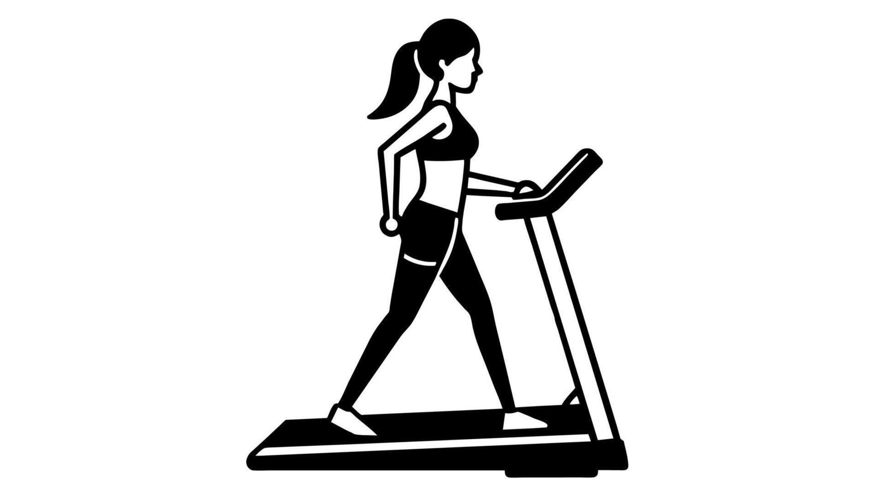 Vibrant Vector Art of Women on a Treadmill